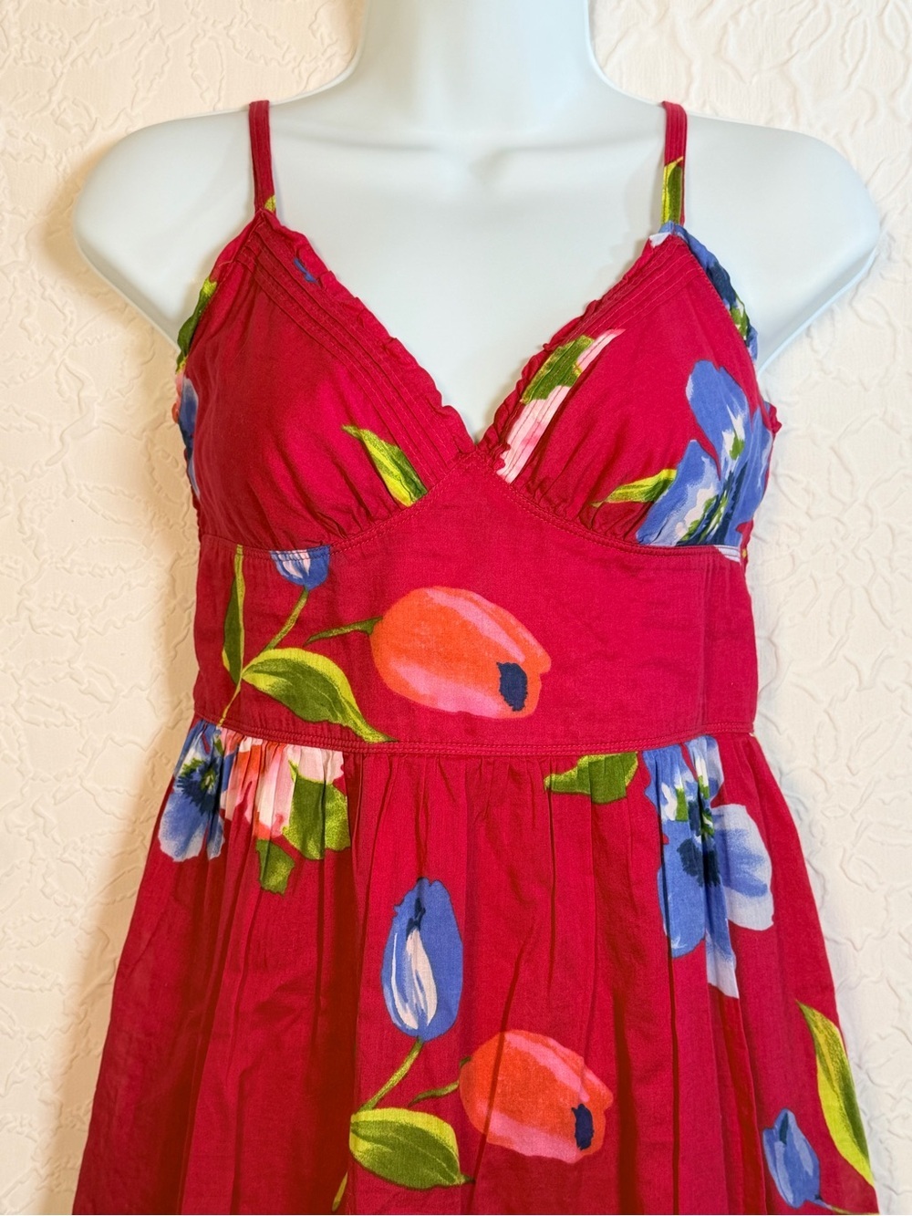 Hollister Fuschia Pink Floral Cotton Lined Summer Dress Sz M - Picture 2 of 13